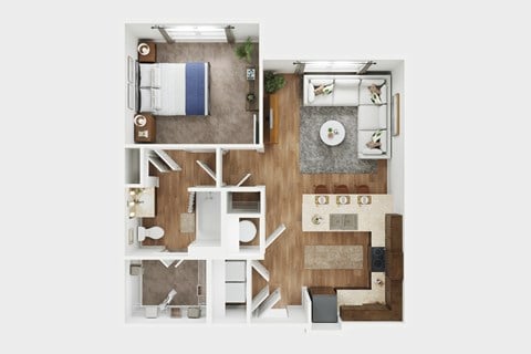 Floor plan for 1 bed, 1 bath, 700 sqft